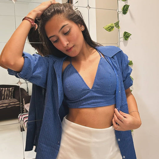 Berry Blue Katha Shirt with Bralette Combo