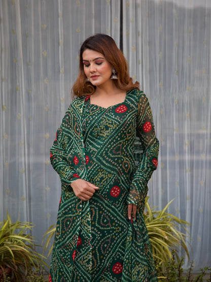 Kia Bandhani Chiffon Kurta Set