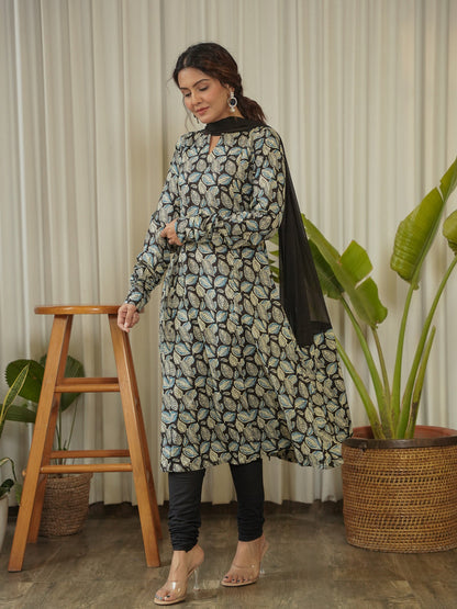 Bahar Leaf Block Print Cotton Suit Set