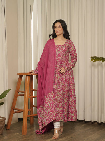 Aish Block Print Anarkali Set