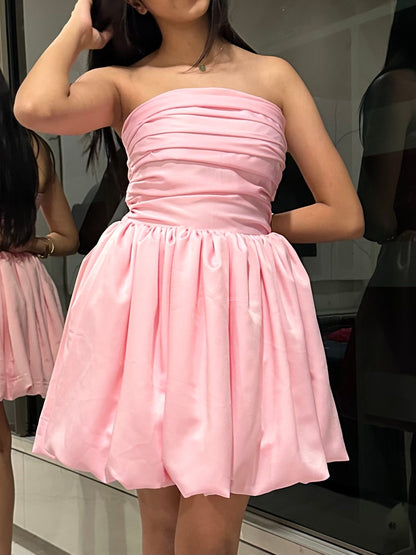 Pink Satin Balloon Dress