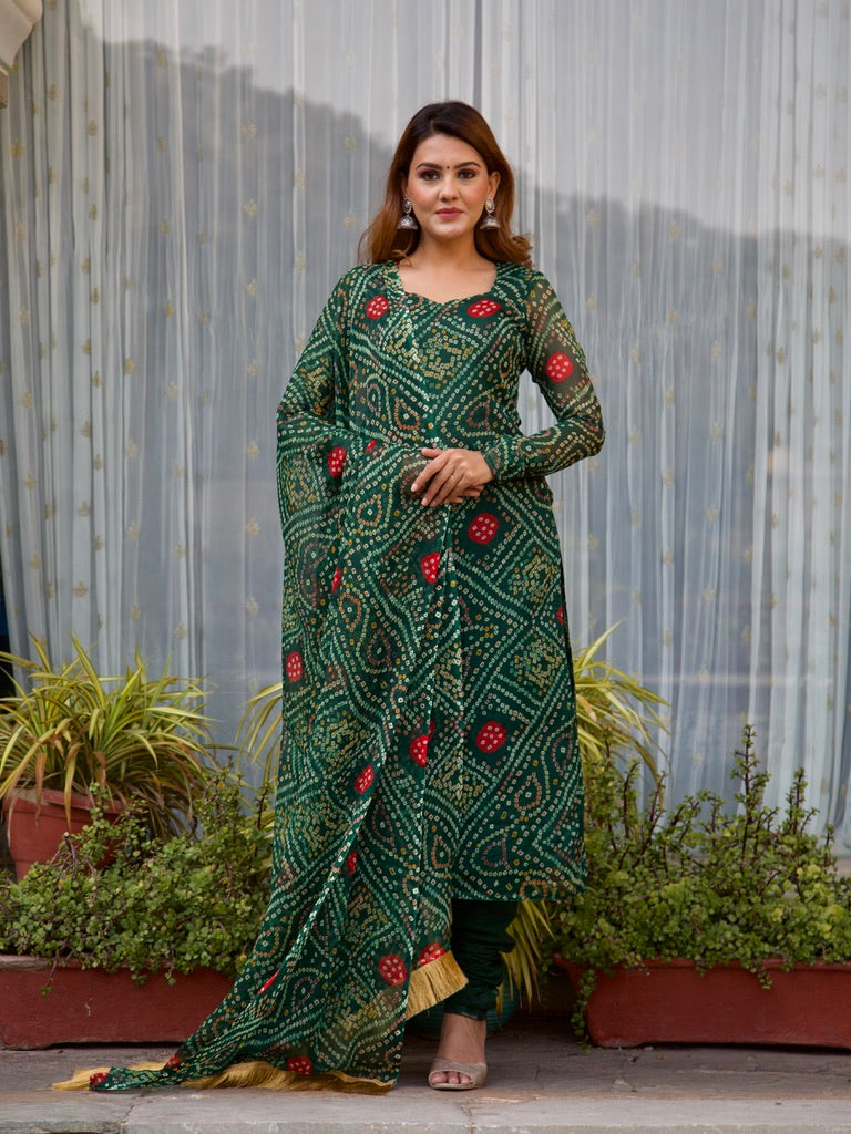 Kia Bandhani Chiffon Kurta Set