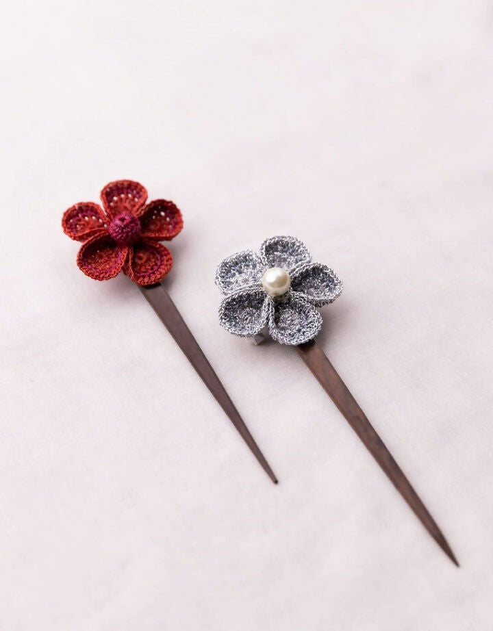 Multicoloured Five Petal Flowers Hair Stick