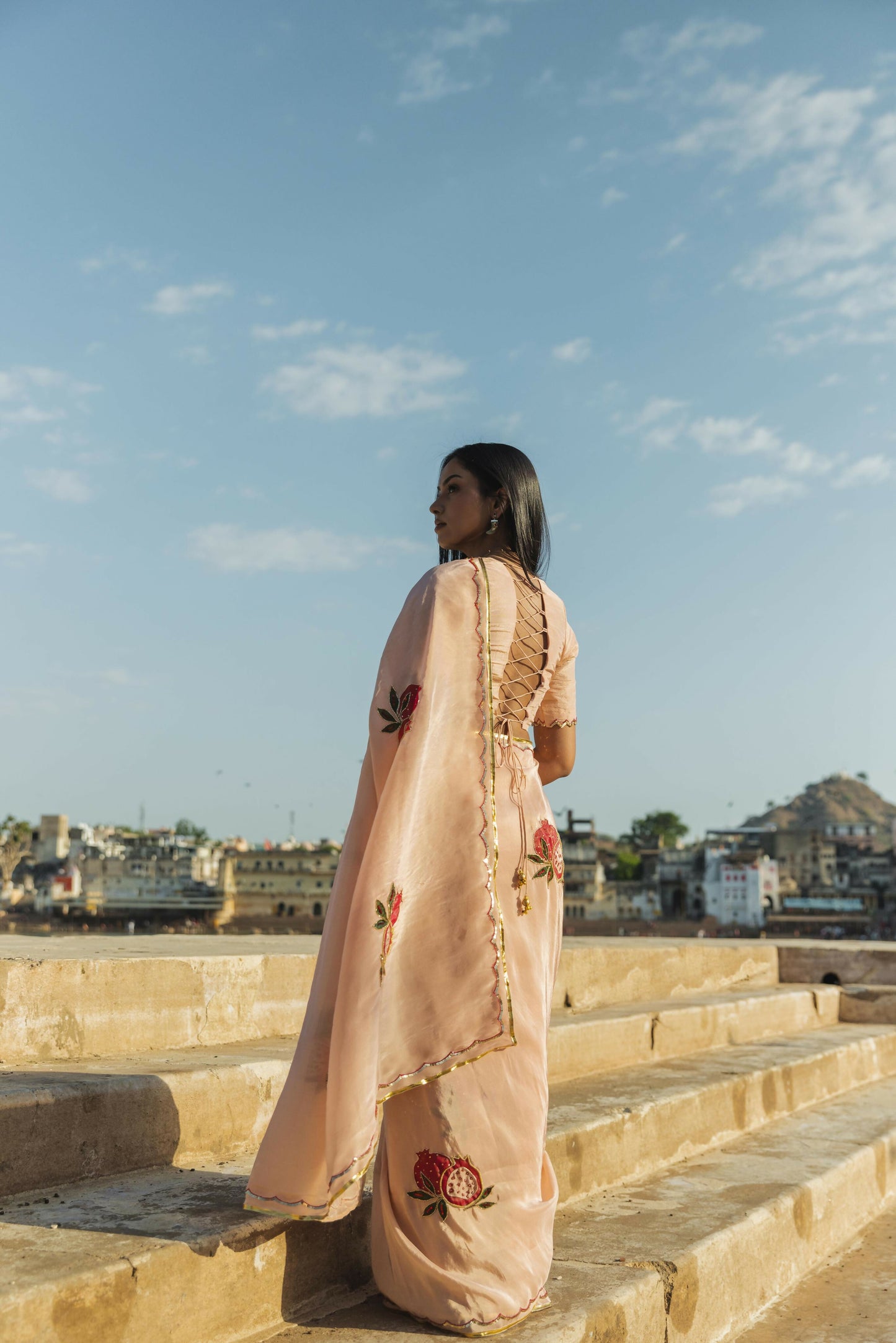 Chandra Tissue Handpainted And Handembellished Saree