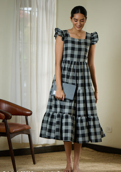 Checkmate Cotton Midi Dress