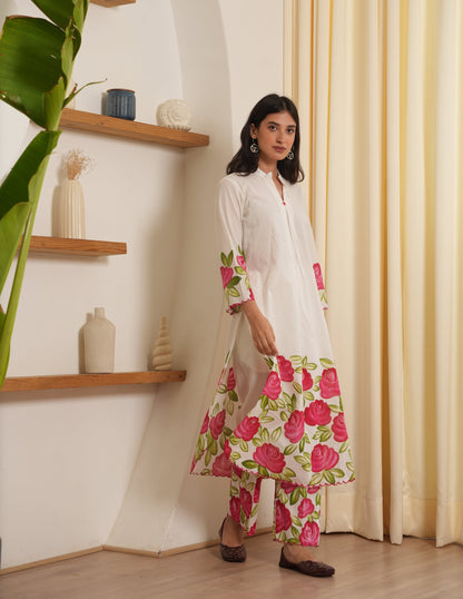 Ember Handpainted Floral Cotton Kurta Set