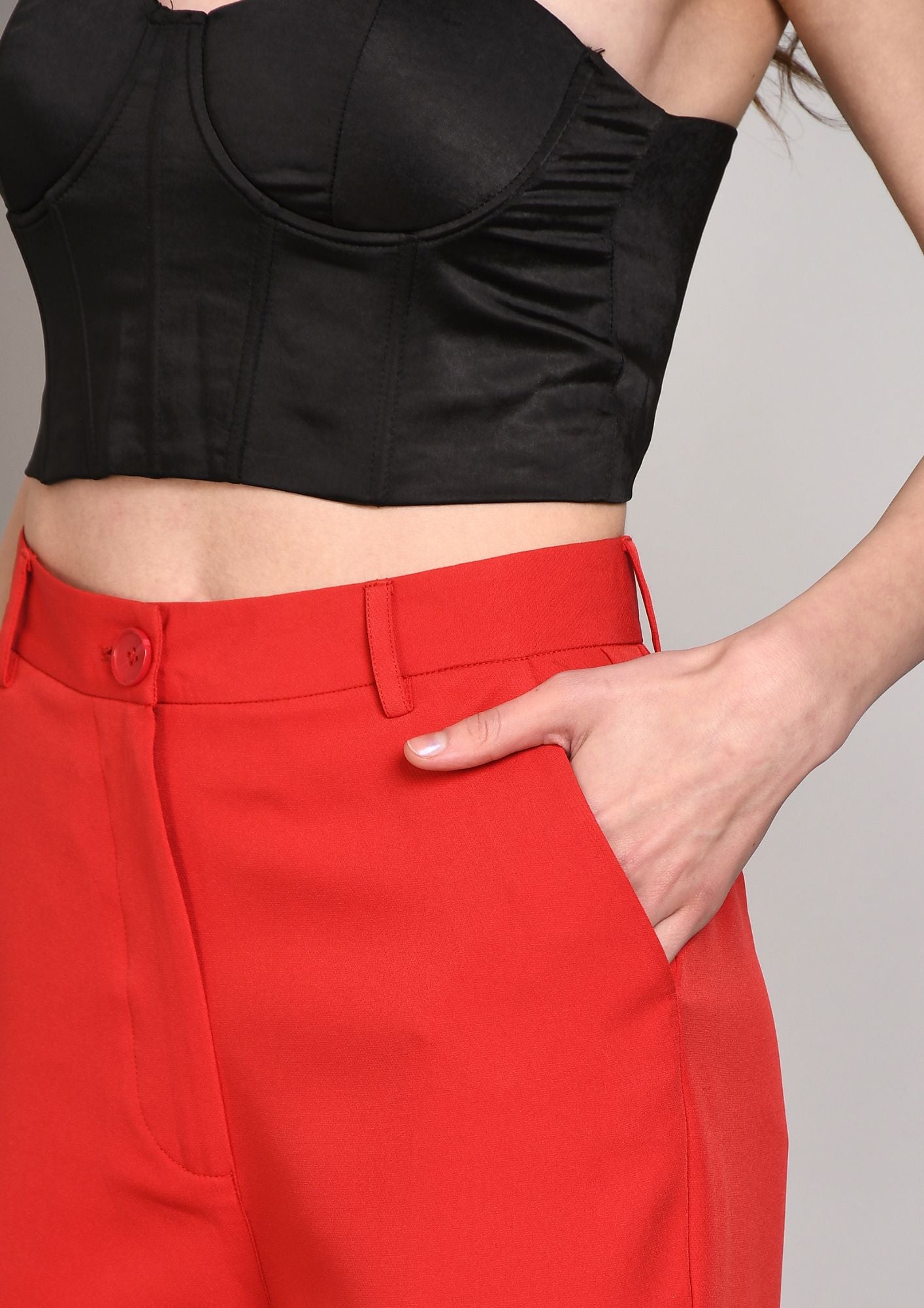 High Waist Straight Trousers