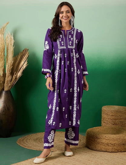 Fatima Chikankari Co-ord Palazzo and Kurta Set