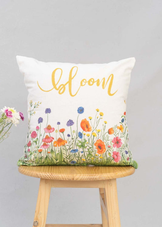 Bloom Printed 100% Cotton Cushion Cover - Multicolor