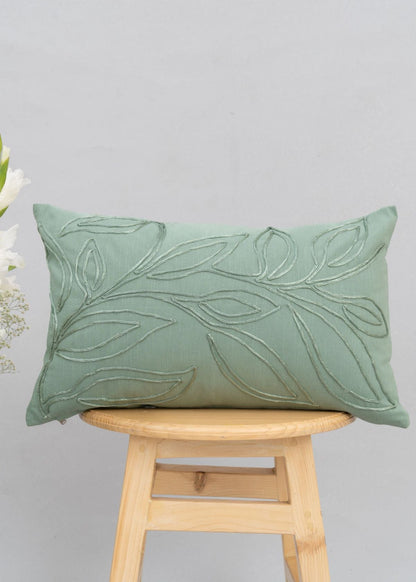 Leafy Affair Yellow Printed 100% Cotton Cushion Cover