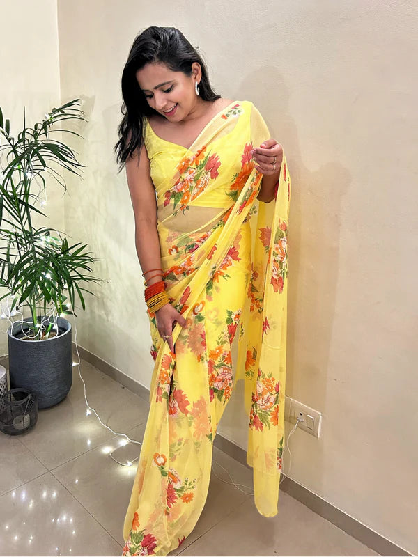 Pastel Love Printed Chiffon Saree