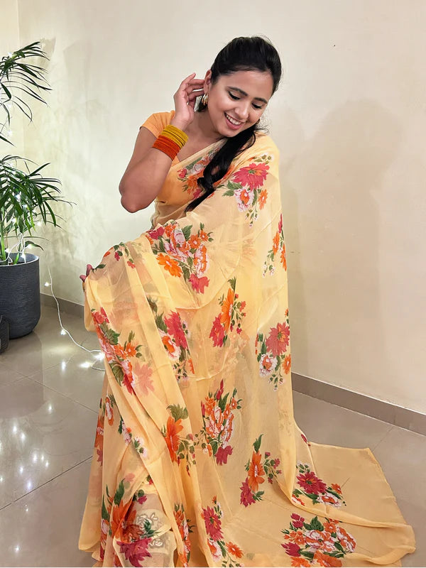 Pastel Love Printed Chiffon Saree