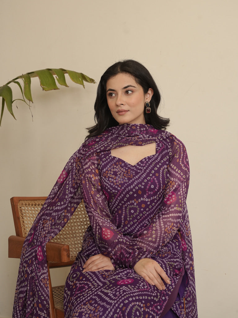 Kia Bandhani Chiffon Kurta Set