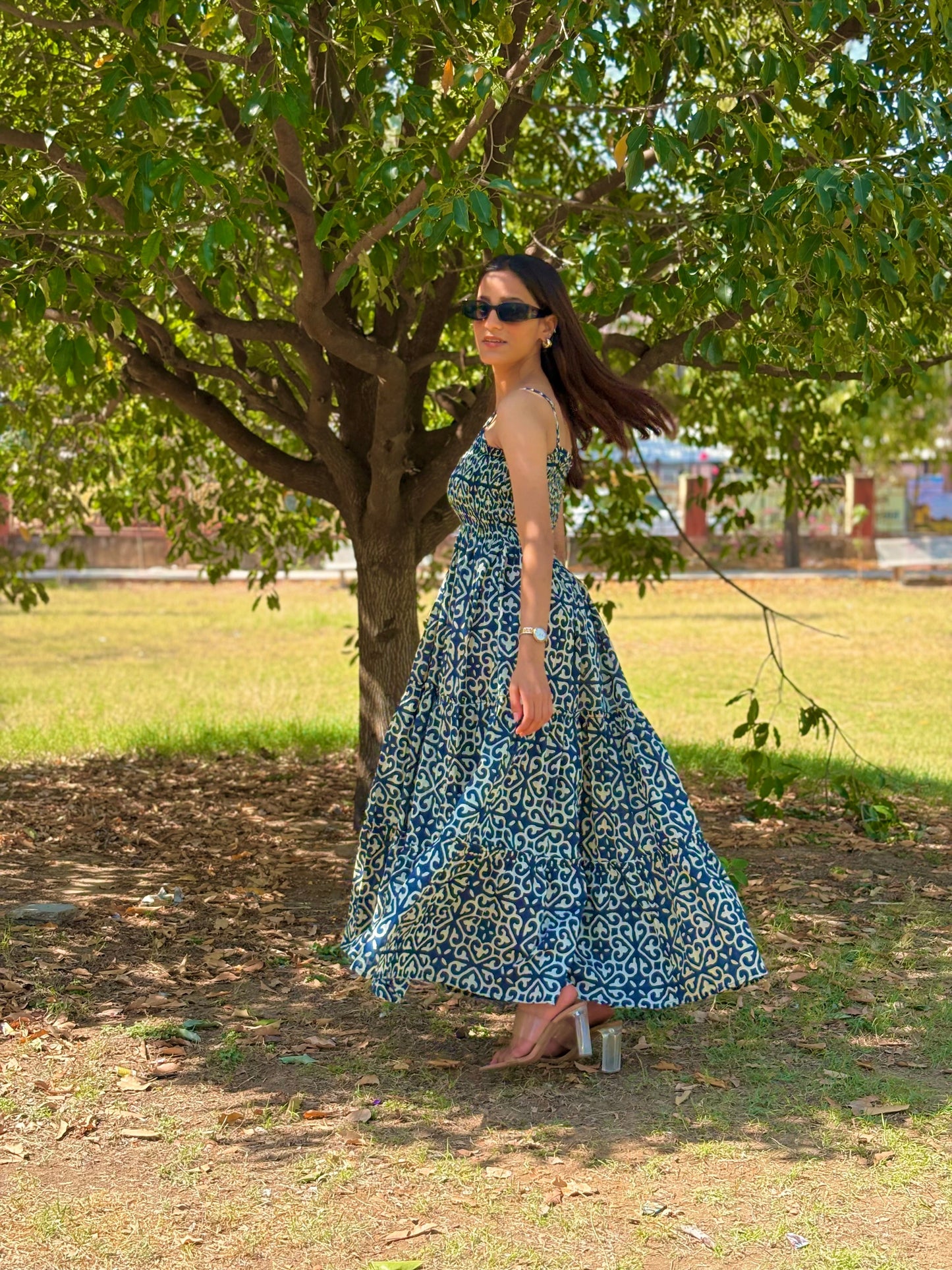 Blue Horizon Printed Navy Dress