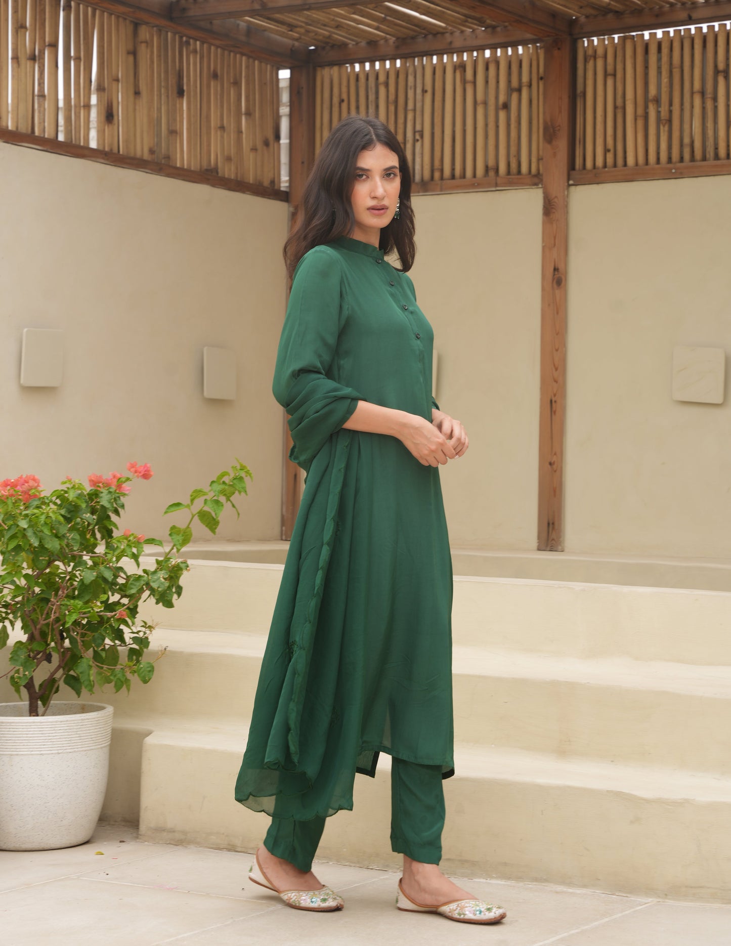 Bloosom Hand-dyed Silk Straight Suit Set