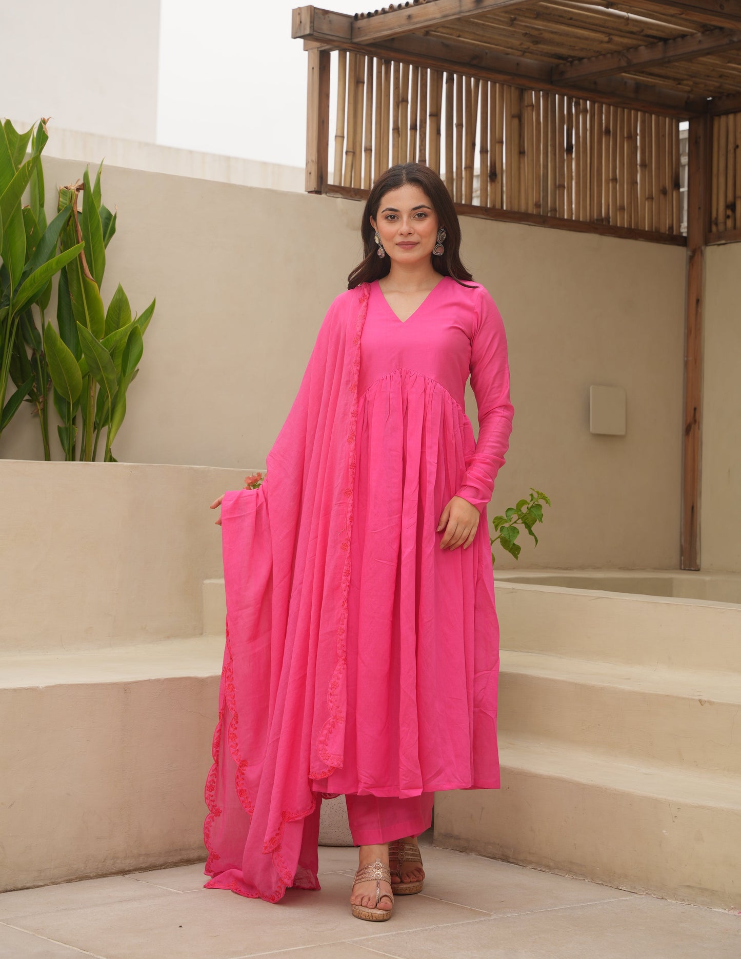 Venesa Chanderi Aari Embriodered Anarkali Set