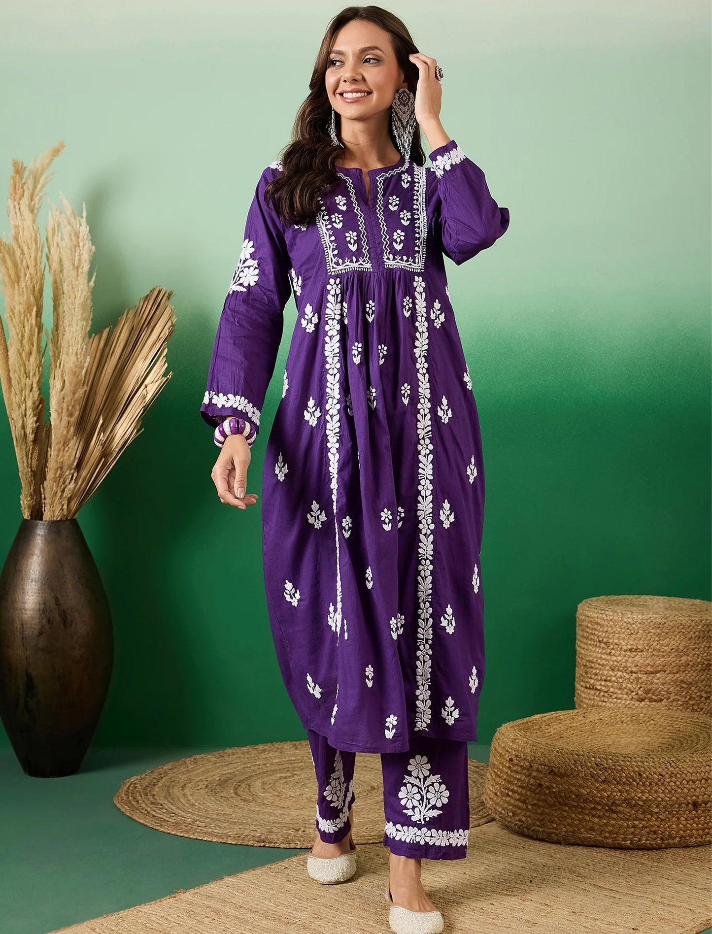 Fatima Chikankari Co-ord Palazzo and Kurta Set