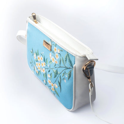 Periwinkle Blue and White Sling bag