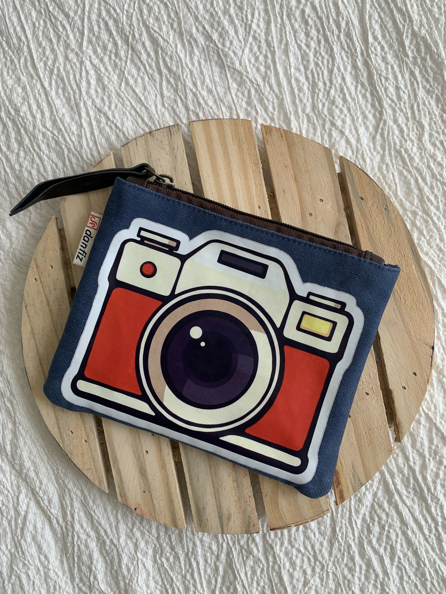 Camera Pouch in Blue/White