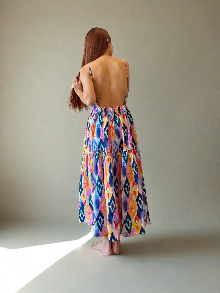 Anny Ikkat Print Maxi Dress