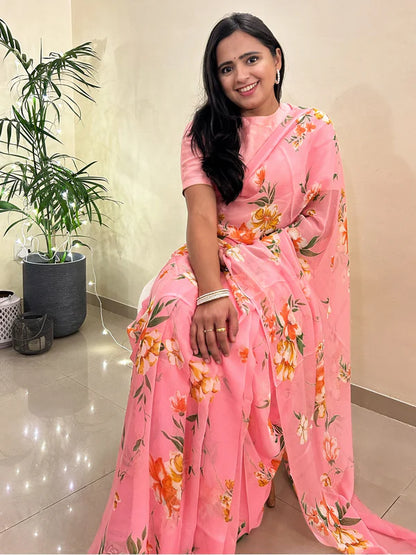 Pastel Love Printed Chiffon Saree