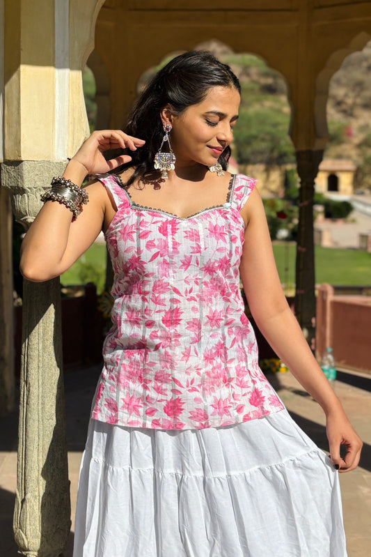 Kamli Pink & White Kurti