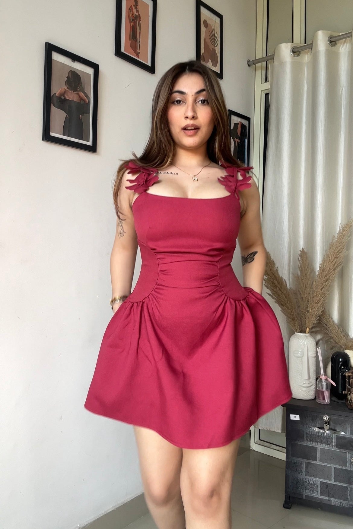 3D Rose Flare Dress