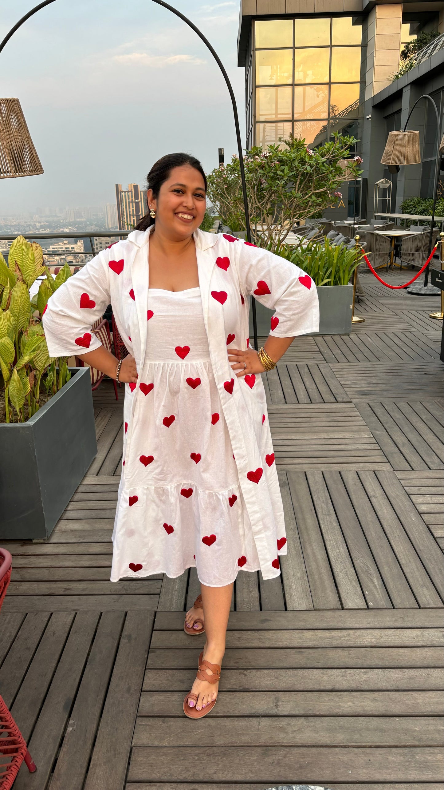 Dilbara Embroidered Red Heart Shrug