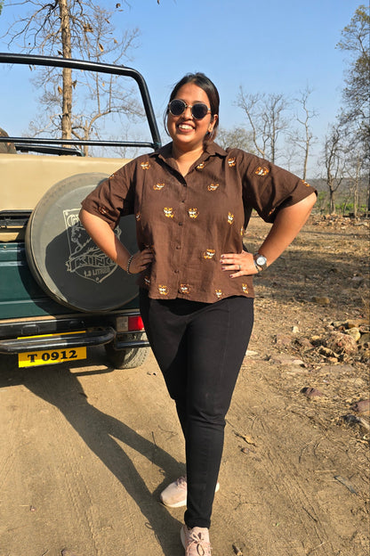 Safari Tiger - Embroidered Cotton Shirt