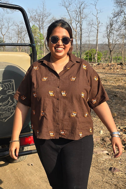 Safari Tiger - Embroidered Cotton Shirt
