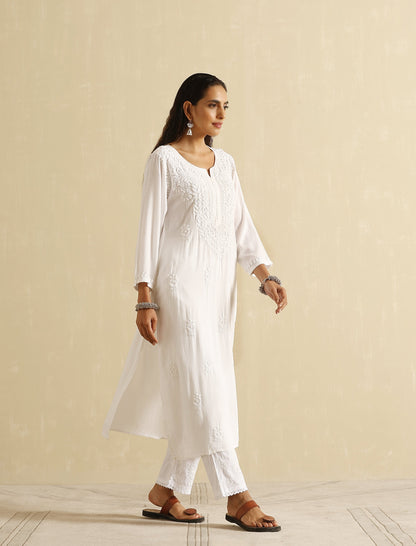 Nawab III Straight Chikankari Kurta