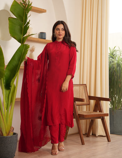 Bloosom Hand-dyed Silk Straight Suit Set