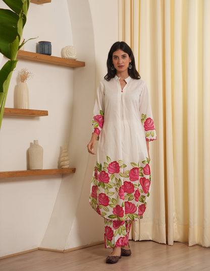 Ember Handpainted Floral Cotton Kurta Set