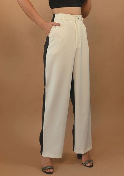 B & W High Waist Straight Pants