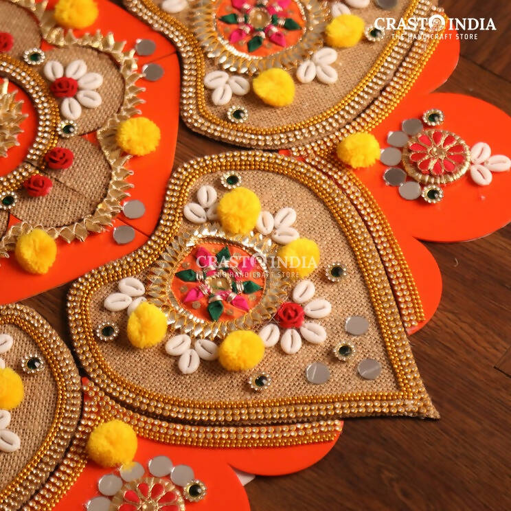 Orange Handcrafted Festive Rangoli