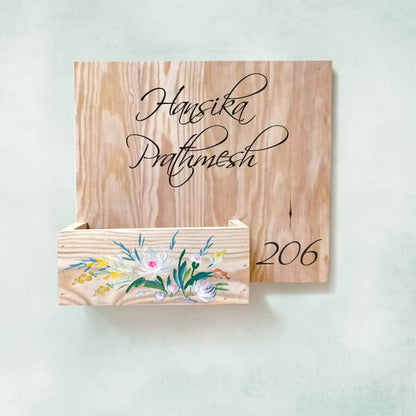 Handpainted Customized Planter Nameplate White Flowers