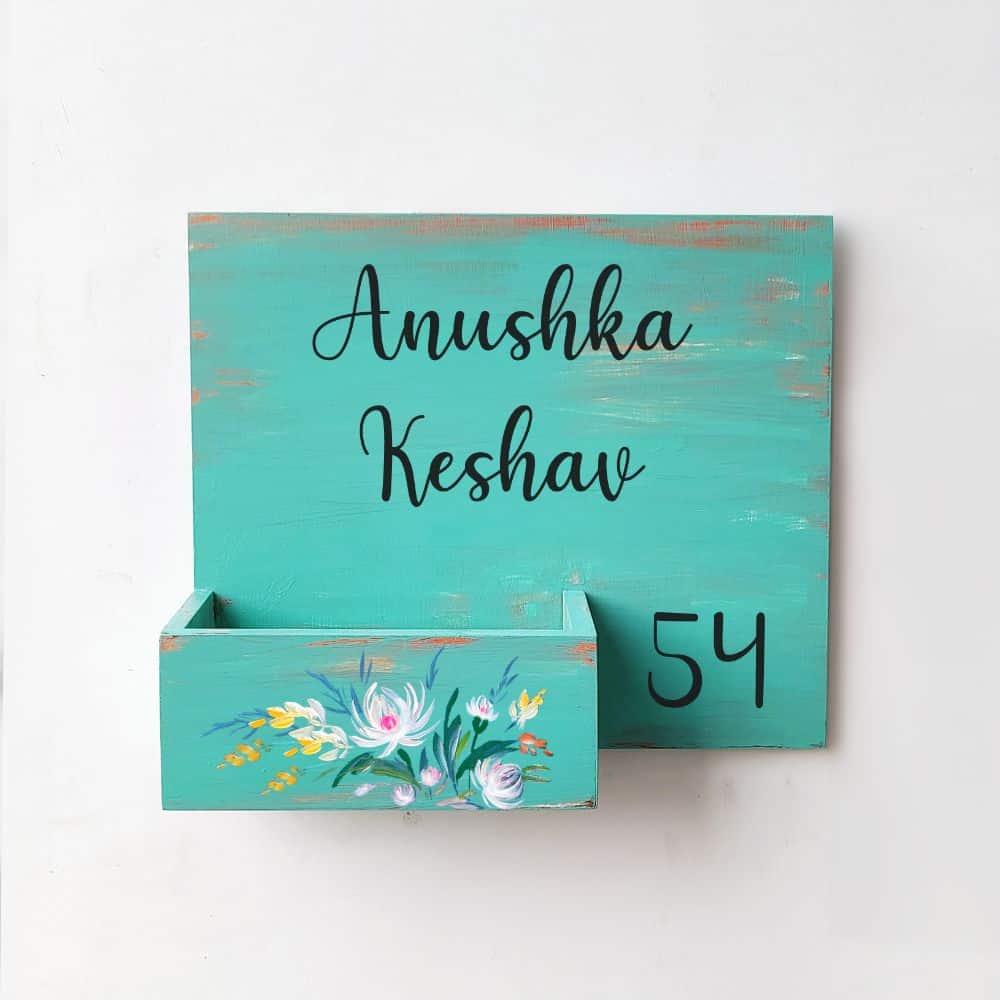 Handpainted Customized Planter Nameplate White Flowers