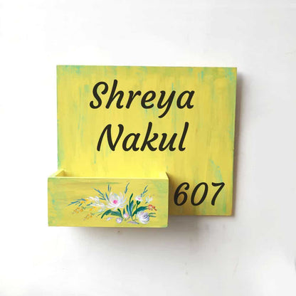 Handpainted Customized Planter Nameplate White Flowers