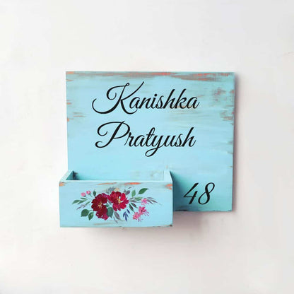 Handpainted Customized Planter Nameplate Red Flowers