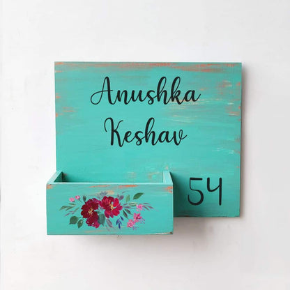 Handpainted Customized Planter Nameplate Red Flowers