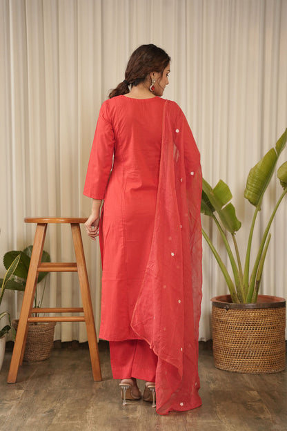 Rabia Embroidered Hand-dyed Cotton Suit Set