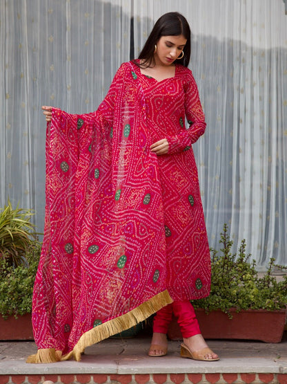 Kia Bandhani Chiffon Kurta Set