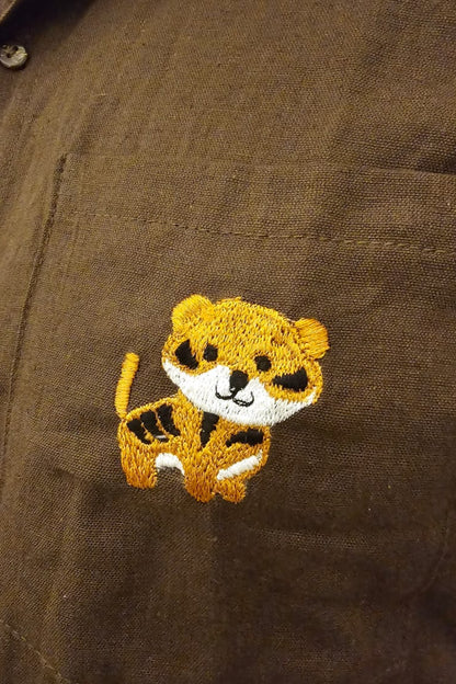 Safari Tiger - Embroidered Cotton Shirt