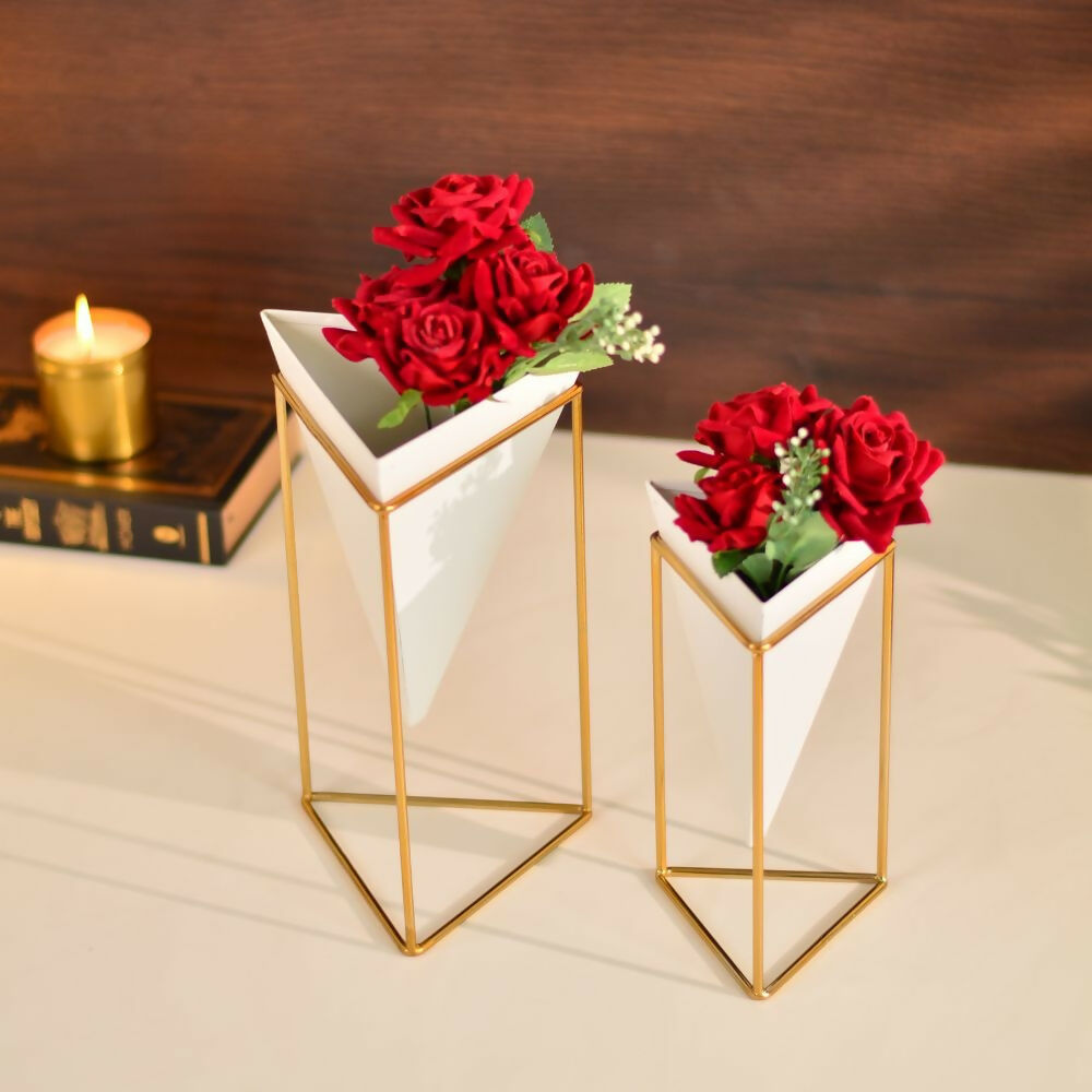 Triangular Desk Planters: Set of 2