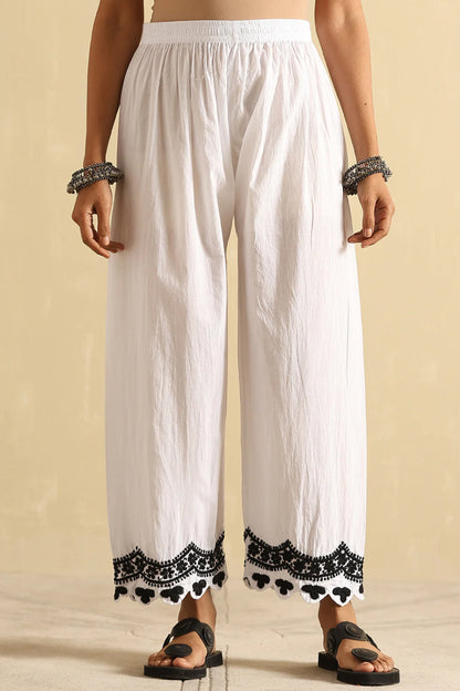 Nazia White and Black Chikankari Kurta and Pant Set