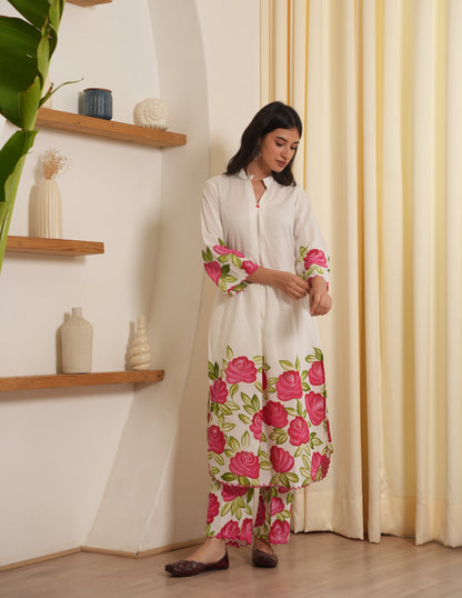 Ember Handpainted Floral Cotton Kurta Set