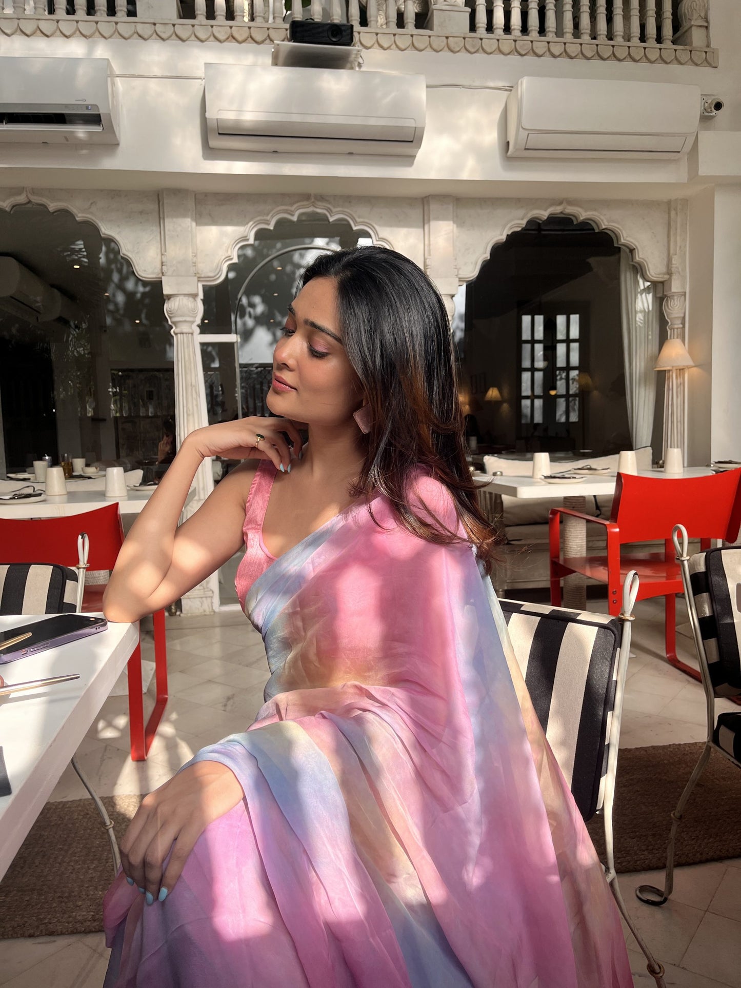 Pastel Soft Organza Tie Dye Saree