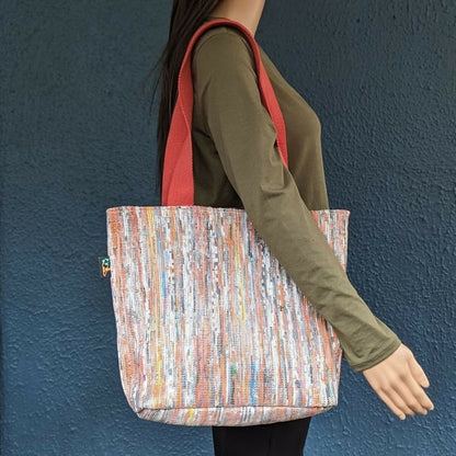 Upcycled Handwoven Shopper Tote Bag