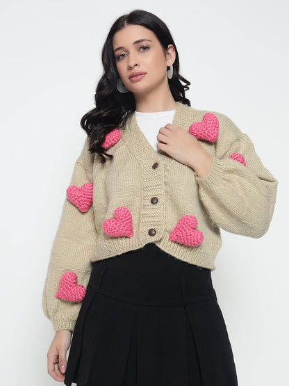 Love Tactic Cardigan - Pink Beige