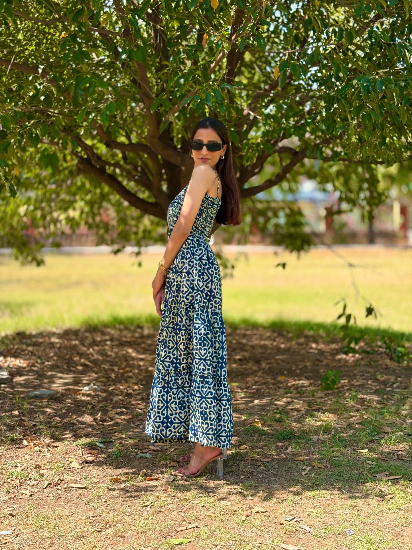 Blue Horizon Printed Navy Dress